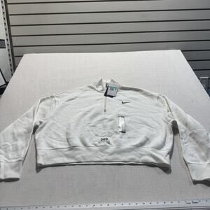 Nike Phoenix Oversized Fleece 1/2" Cropped Zip Women's Sz XL White Brand New
